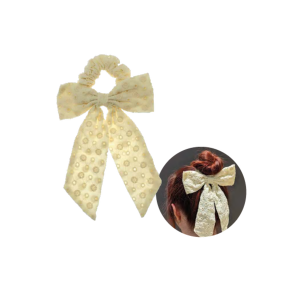 Titania Hair Scrunchie Beige with Bow 8127