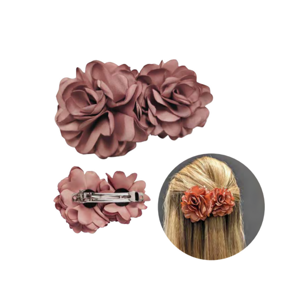 Titania Hair Clip Satin Flower Rusty Rose 8202