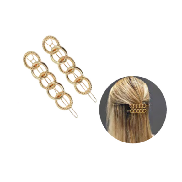 Titania Hair Clip Metal Chain Gold 2pcs 8216