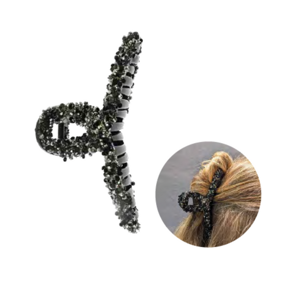 Titania Hair Claw Clip Black Glitter 8295