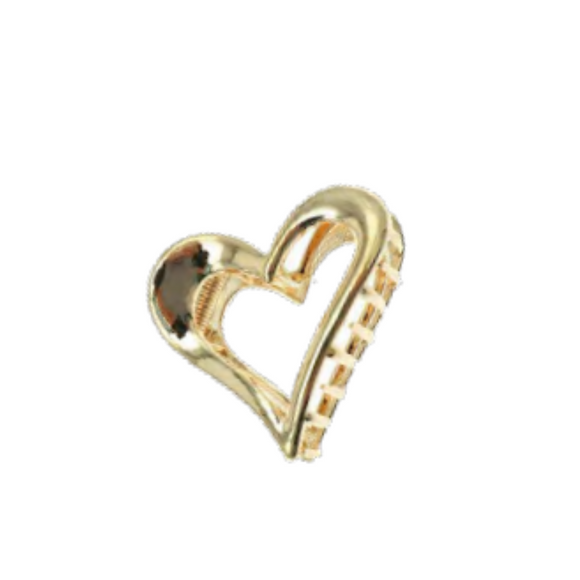 Titania Hair Claw Clip Metal Gold Heart 8301
