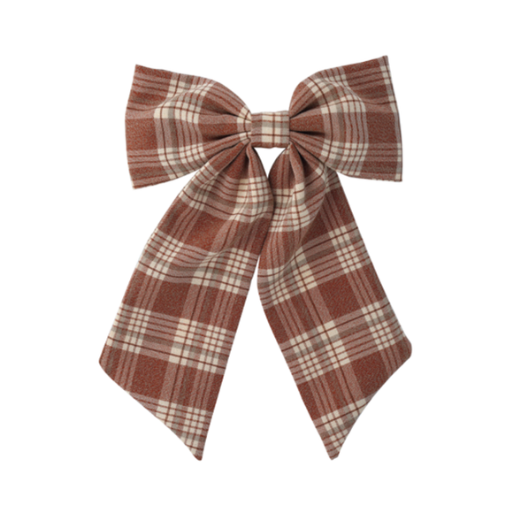Titania Hair Barrette Clip Bow Brown Checkered 8371