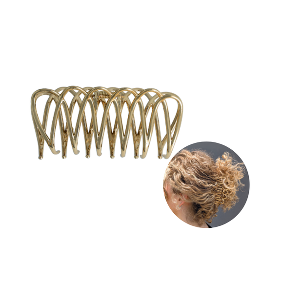 Titania Hair Claw Clip Loops Metal Gold 8385