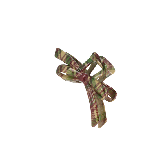 Titania Hair Claw Clip Bow Brown Checkered 8390