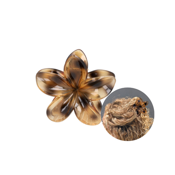 Titania Hair Claw Clip Flower Brown Tortoise Shell 8394