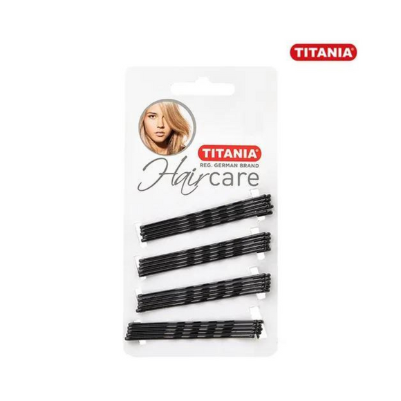 Titania Hair Clips Black Waved 20pcs 7cm 8060/7B